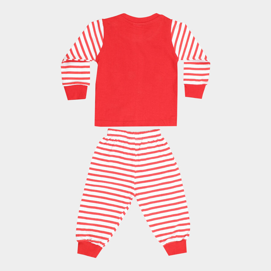 Infants Cotton Round Neck Baba Suit, Red, large image number null