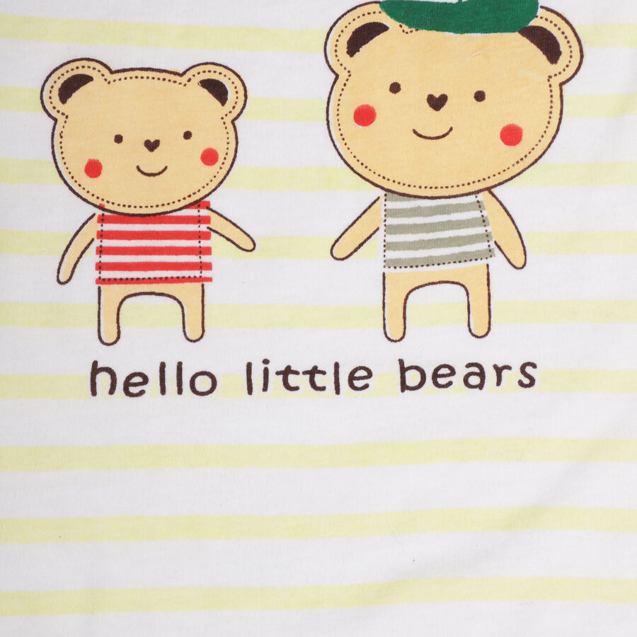 Infants Cotton Stripes Baba Suit, Yellow, large image number null