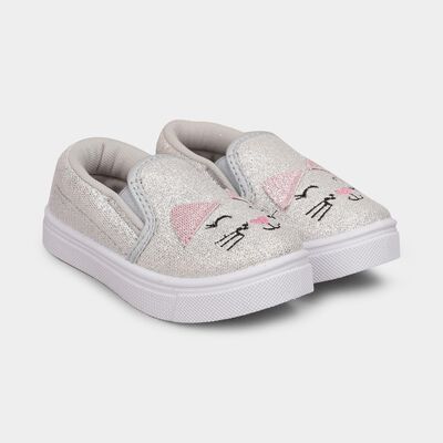 Girls Bright Silver Slip-On Casual Shoes