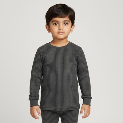 Boys Charcoal Grey Round Neck Thermal