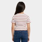 Girls Red Cotton Round Neck Casual T-Shirt, Red, small