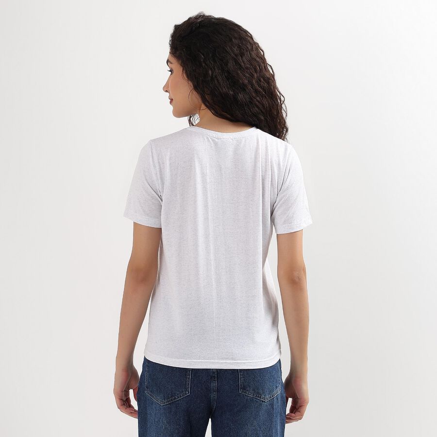 Ladies' 100% Cotton Round Neck T-Shirt , Melange Mid Grey, large image number null