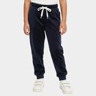 Girls' Deep Navy Blue Elastic Waist Winter Pyjama, नेवी ब्लू, small image number null