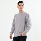 Men's Light Grey Crew Neck Textured Sweatshirt, हल्का ग्रे, small image number null