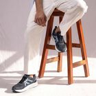 Men's Navy Blue Lace-Up Sneakers, नेवी ब्लू, small