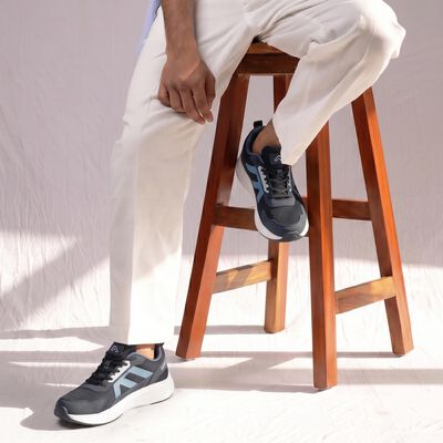 Men's Navy Blue Lace-Up Sneakers