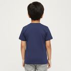Boys' Deep Midnight Navy Blue Crew Neck Casual T-Shirt, Mid Blue, small image number null