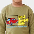 Boys' Olive Green Crew Neck Graphic Print Sweatshirt, ओलिव, small