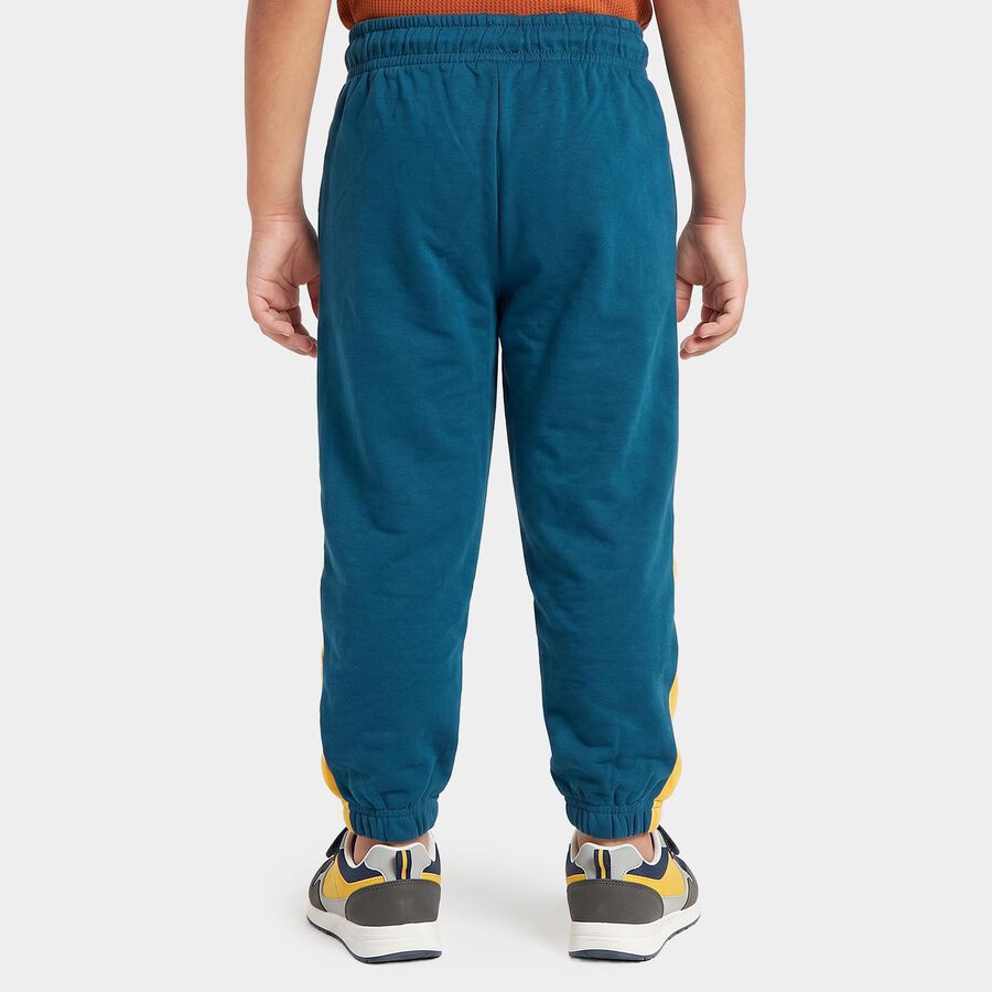 Boys' Teal Jogger Graphic Printed Cotton Blend Pyjama, टील ब्लू, large