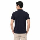 Men's Blue Collared Polo Regular T-Shirt, मध्यम नीला, small