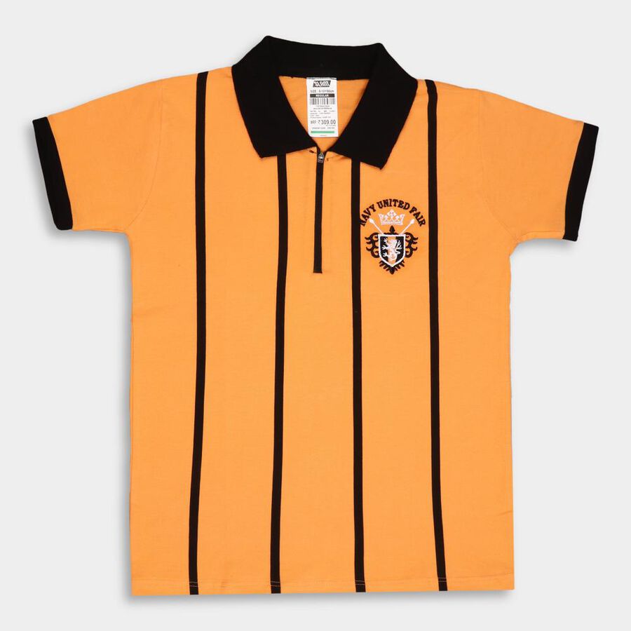 Boys' Cotton T-Shirt, Orange, large image number null
