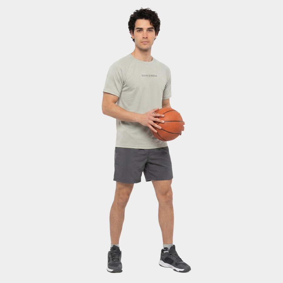 Men's Grey Round Neck Regular Drifit T-Shirt, Light Grey, large