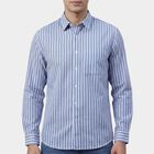 Men's Blue Cotton Classic Collar Casual Shirt, Mid Blue, small