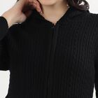 Women's Jet Black Hooded Casual Cardigan, Black, small
