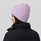 Women's Lilac Floral Embellished Beanie Cap, लाइलेक, small