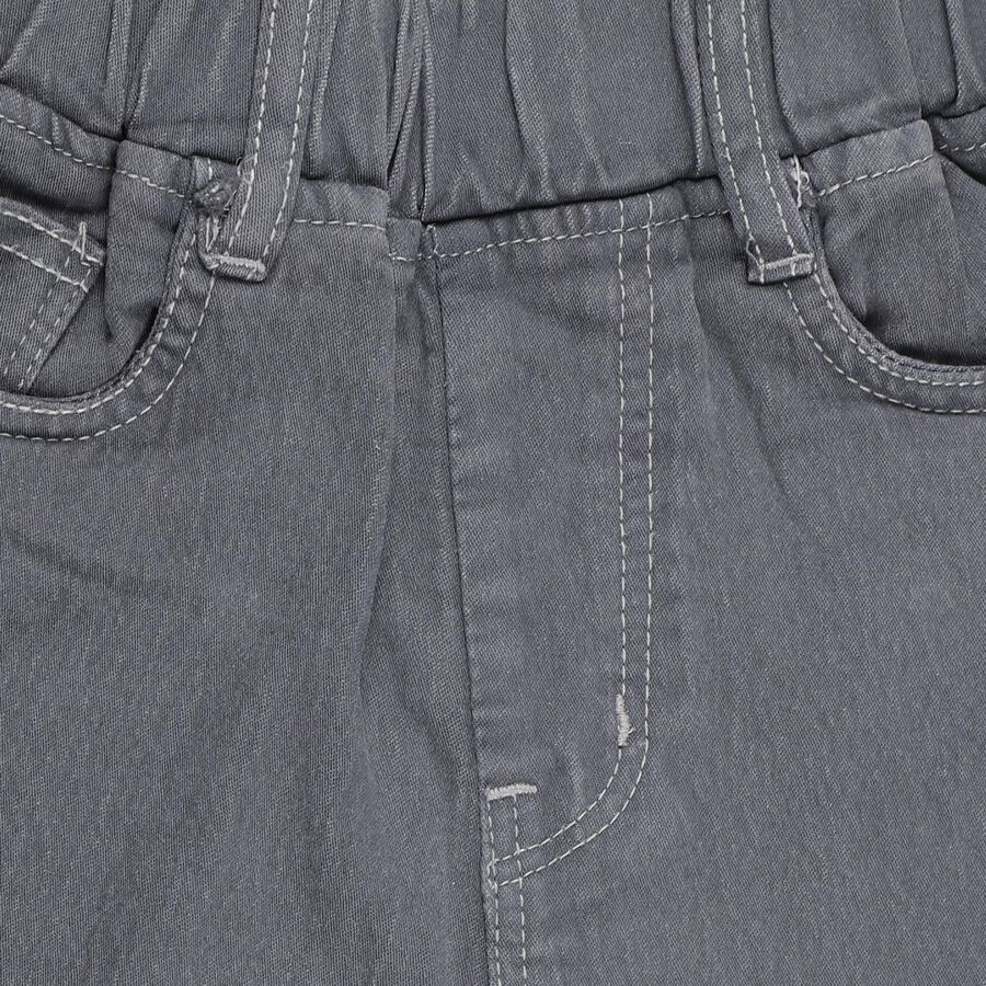 Girls' Stonewashed Grey Wide-Leg Frayed Jeans, Light Grey, large image number null
