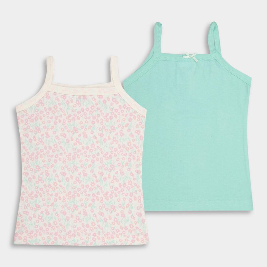 Girls' 100% Cotton Vest, हल्का हरा, large image number null