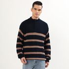 Men's Deep Midnight Navy Blue Half-Zip Casual Pullover, नेवी ब्लू, small image number null