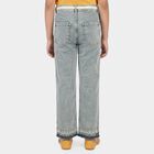 Girls' Light Blue Straight Fit Embroidered Jeans, मध्यम नीला, small