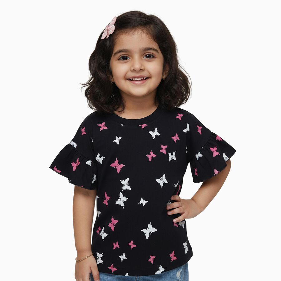 Girls' T-Shirt, Navy Blue, large