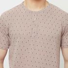 Printed Henley T-Shirt, Peach, small image number null