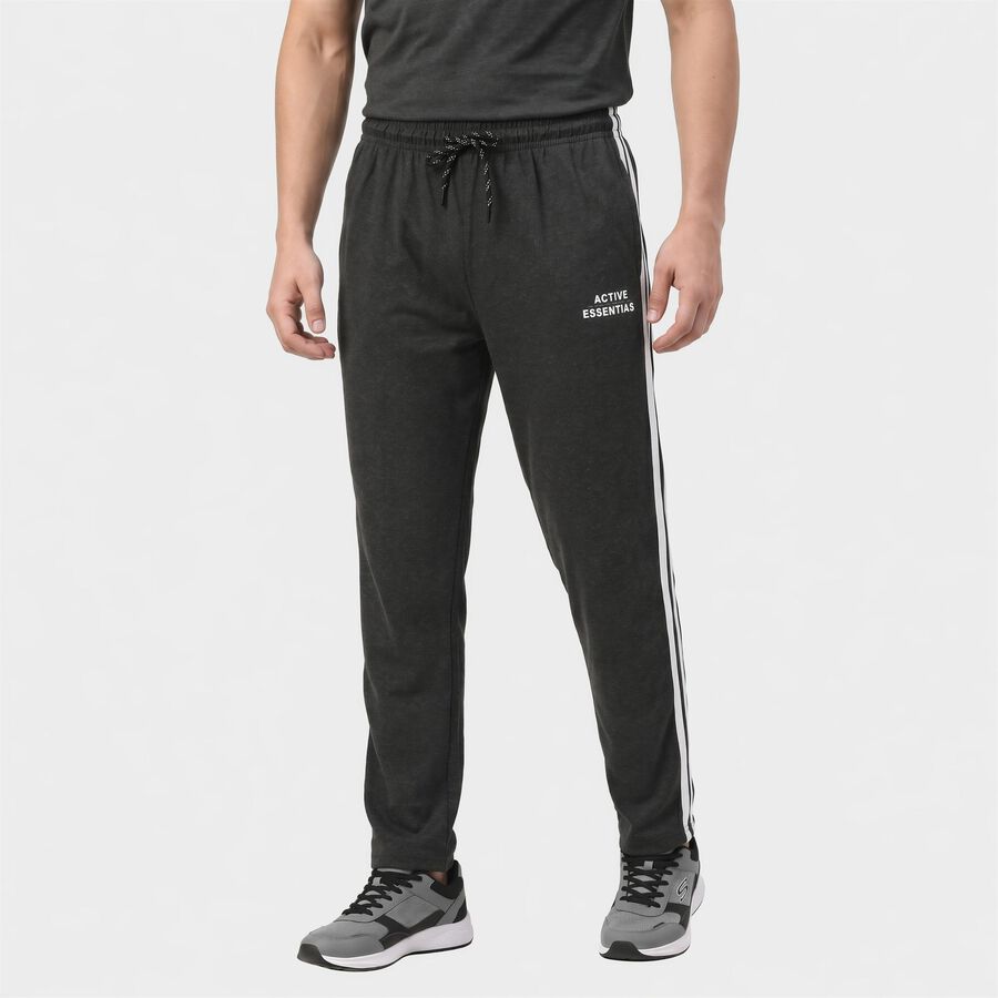 Men's Charcoal Regular Fit Side-Striped Track Pants, Charcoal, large