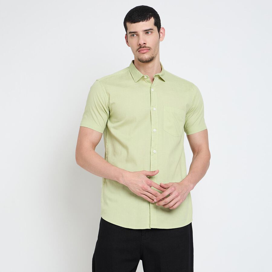 Men's 100% Cotton Casual Shirt , Light Green, large