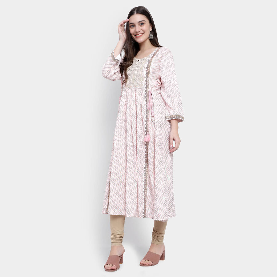 3/4th Sleeves Flared Kurta, गहरा पीला, large image number null