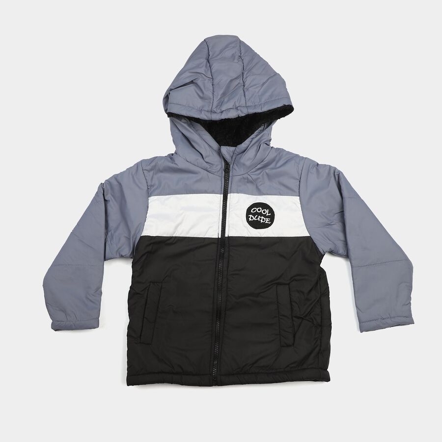 Boys' Light Blue Hooded Puffer Jacket, Light Blue, large