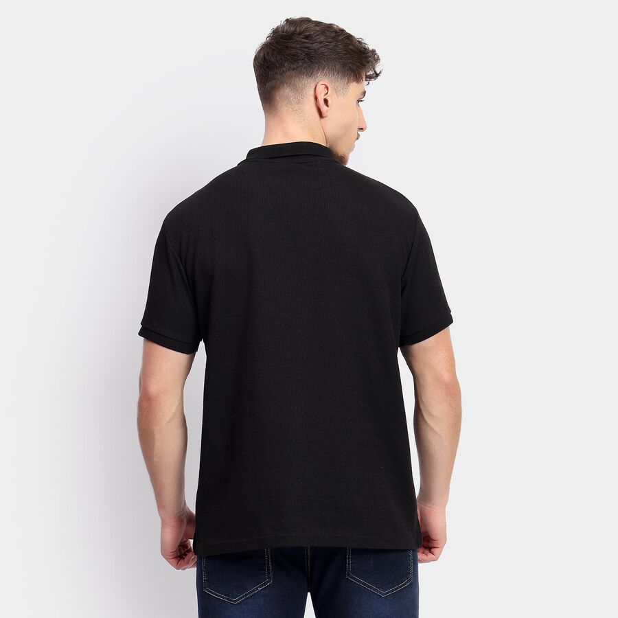 Men's Collared Half Sleeves T-Shirt , काला, large image number null