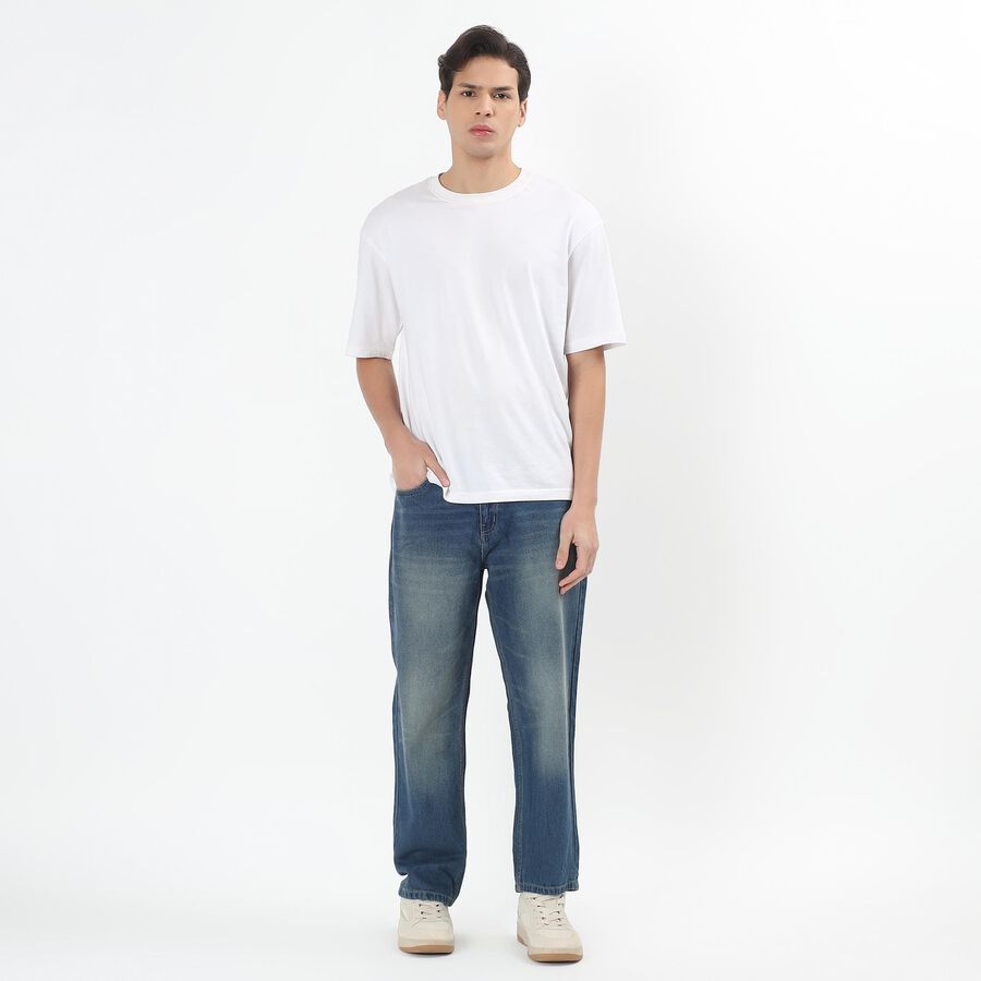 Men's 100% Cotton Jeans, गहरा नीला, large image number null