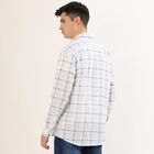 Men's White Cotton Classic Collar Casual Shirt, White, small