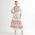 Women's Eggshell White Floral Printed Ethnic Set, ऑफ व्हाइट, small image number null