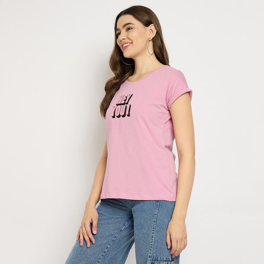 Ladies' Round Neck T-Shirt, Pink, large image number null