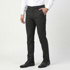 Men's Black Slim Fit Textured Chino Trousers, काला, small