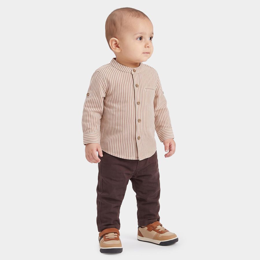 Infants' Charcoal Mandarin Collar Striped Baba Suit, चारकोल, large