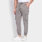 Men's Slim Fit Casual Trousers , Light Grey, small