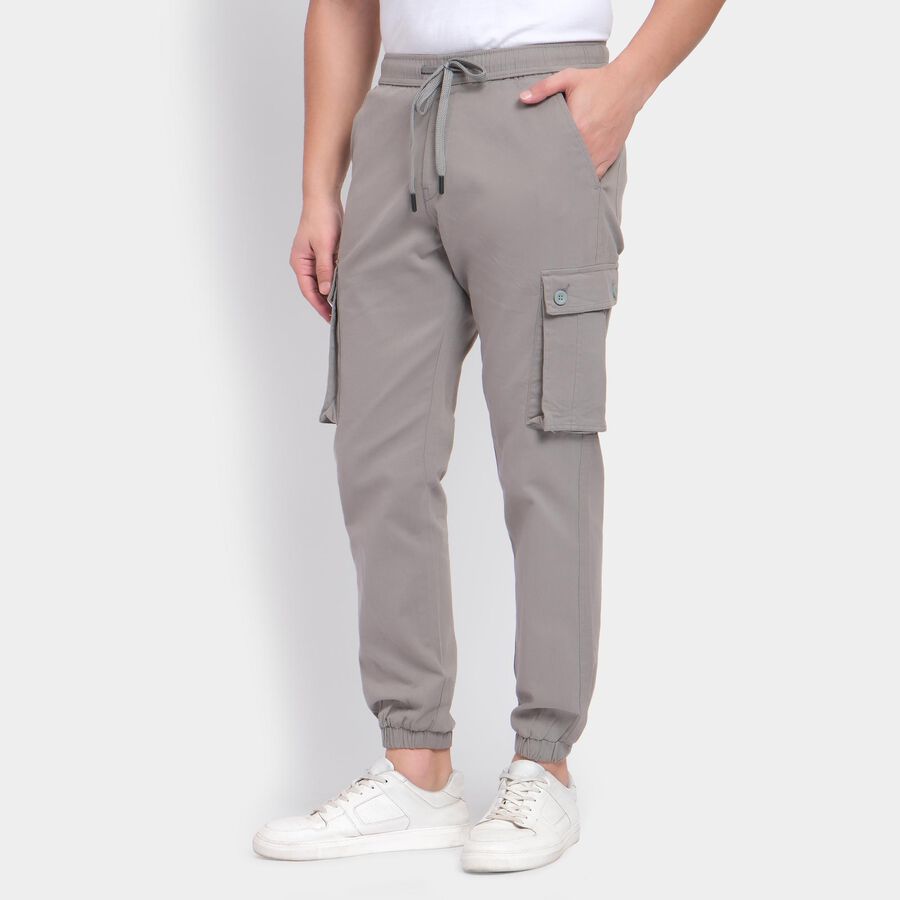 Men's Slim Fit Casual Trousers , Light Grey, large