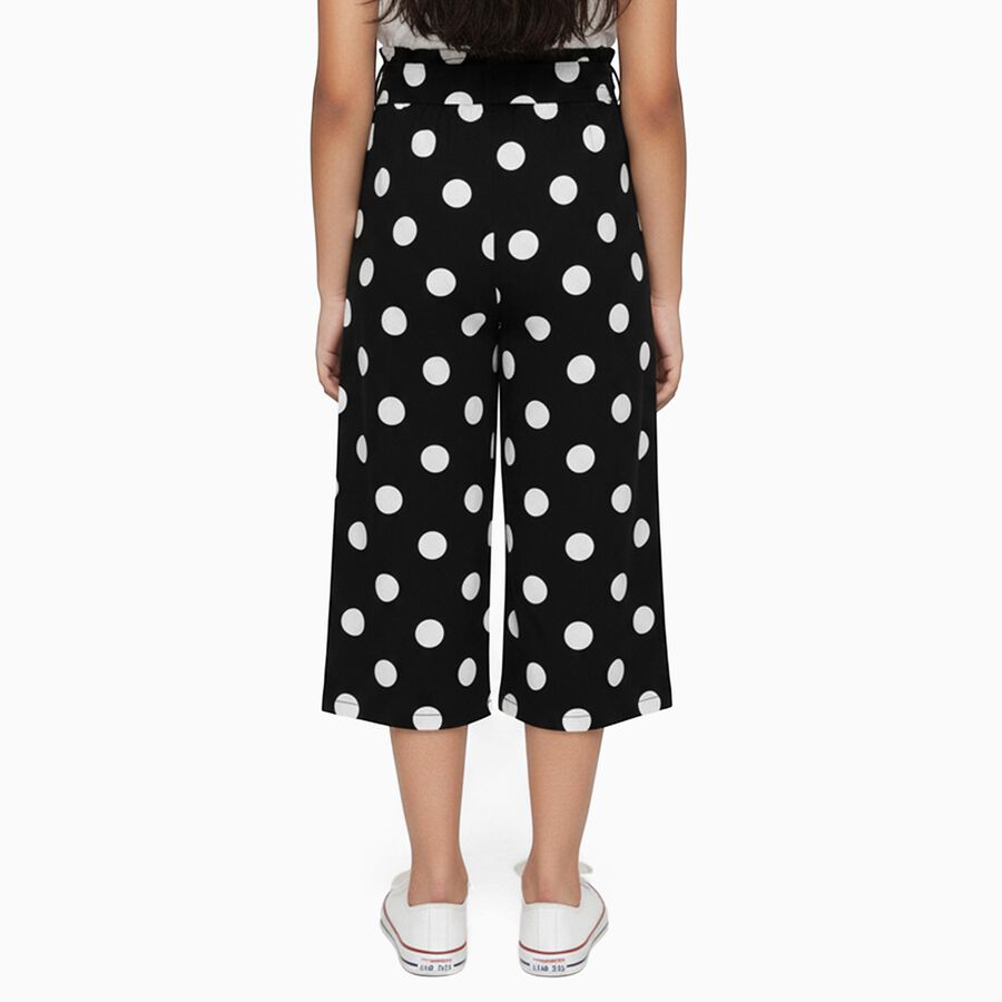 Girls' Black Polka Dot High-Rise Wide-Leg Capri, Black, large