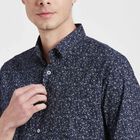 Cotton Printed Casual Shirt, Navy Blue, small image number null