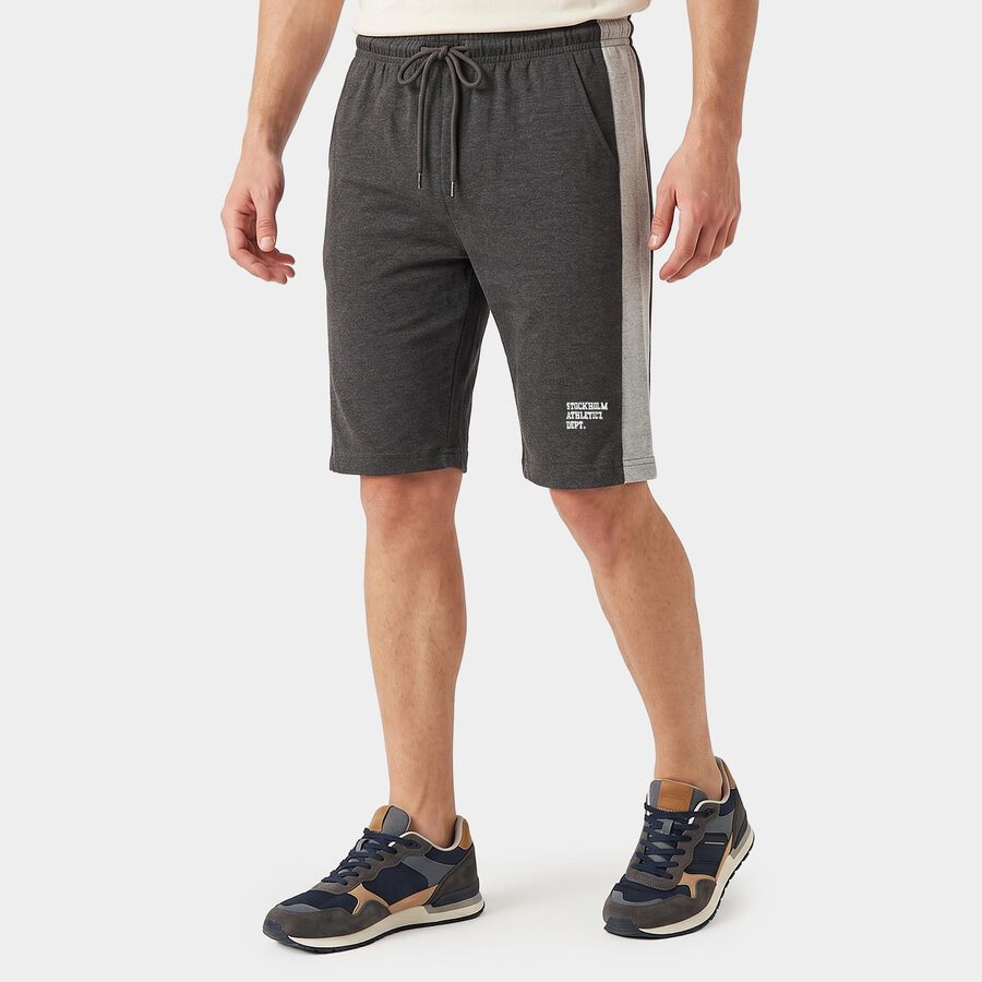 Men's Charcoal Regular Fit Jamaican Shorts, चारकोल, large