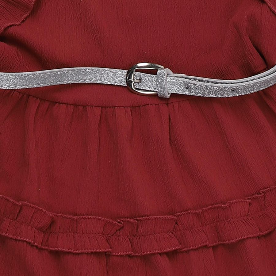 Girls' Bright Pink Sleeveless Casual Dress, रस्ट, large