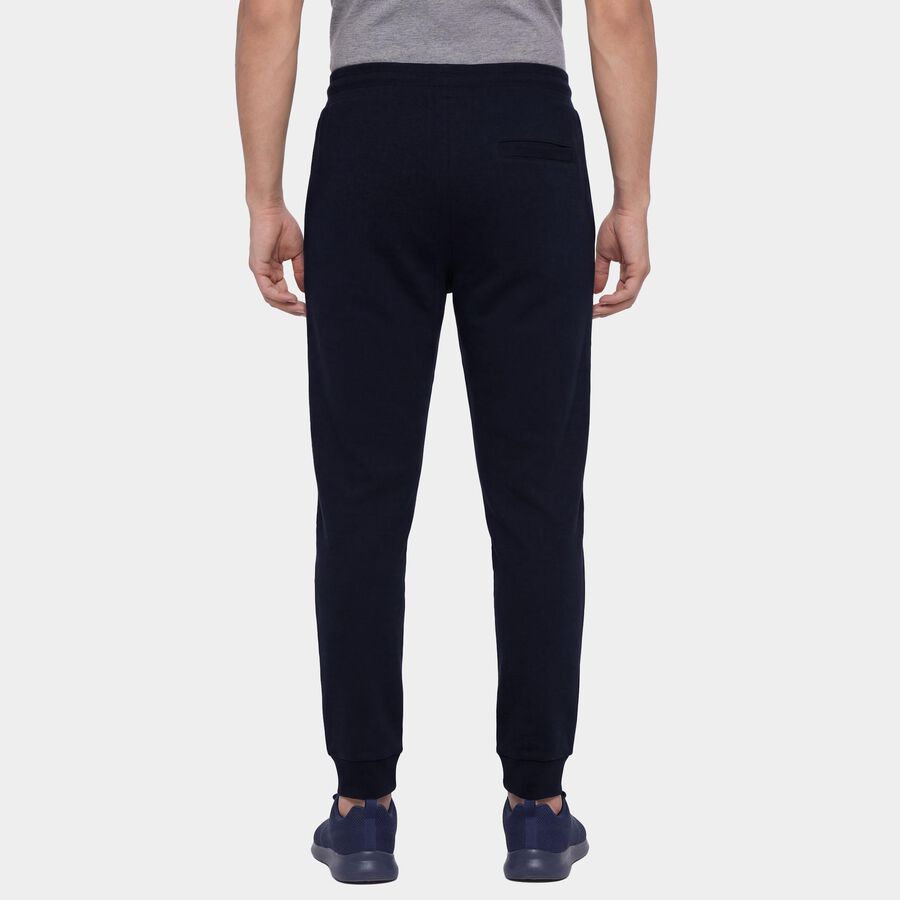 Men's Navy Blue Regular Fit Side-Striped Track Pants, नेवी ब्लू, large