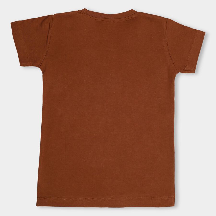 Boys' 100% Cotton Half Sleeves T-Shirt, भूरा, large image number null