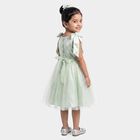 Girls' Mint Green Fit and Flare Bow Detail Party Wear Frock, हल्का हरा, small