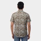 Men's Beige Cotton Classic Collar Casual Shirt, Beige, small