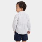 Boys White Cotton Collar Regular Fit Shirt, White, small