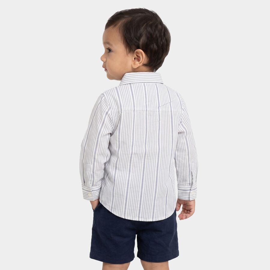Boys White Cotton Collar Regular Fit Shirt, White, large