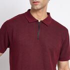 Men's Collared Half Sleeves T-Shirt, Wine, small image number null