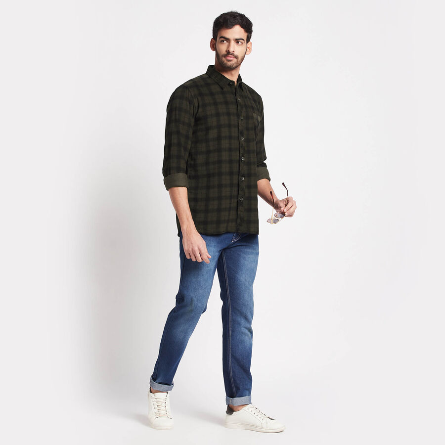 Cotton Checks Casual Shirt, Olive, large image number null